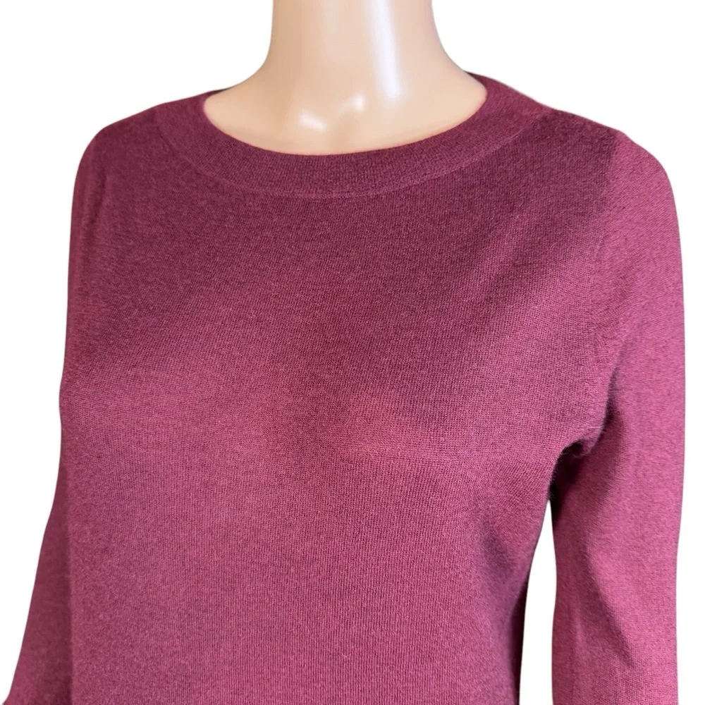 J.Crew Cashmere Boatneck Ruffle-Sleeve Burgundy Sweater Size S